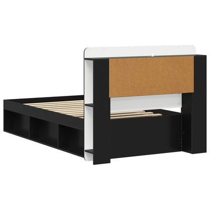 Bed Frame with Storage Black 90 x 200 cm Engineered Wood