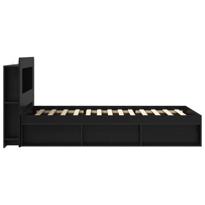Bed Frame with Storage Black 90 x 200 cm Engineered Wood