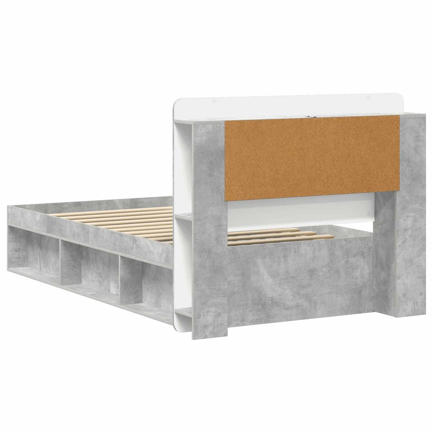 Bed Frame with Storage with Headboard Concrete Grey 90 x 200 cm