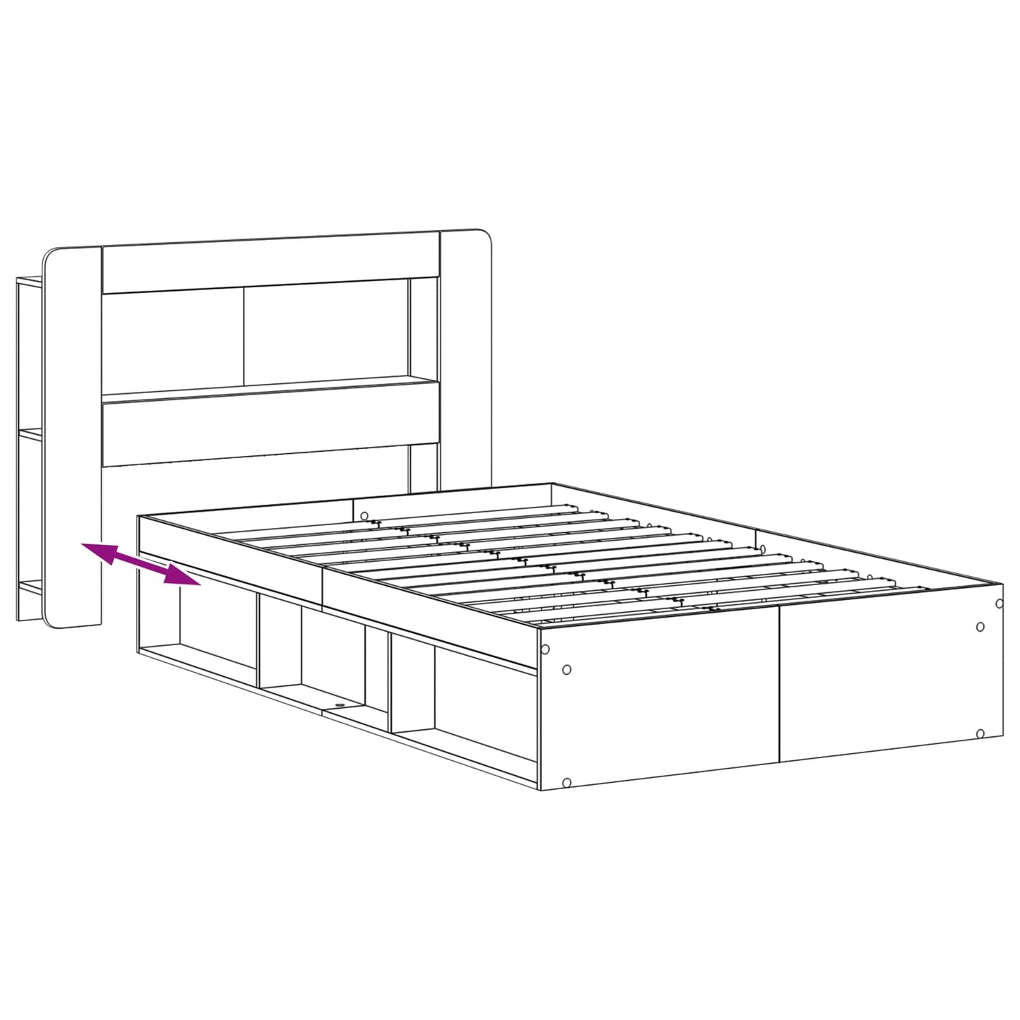 Bed Frame with Storage Artisan Oak 120 x 190 cm Engineered Wood