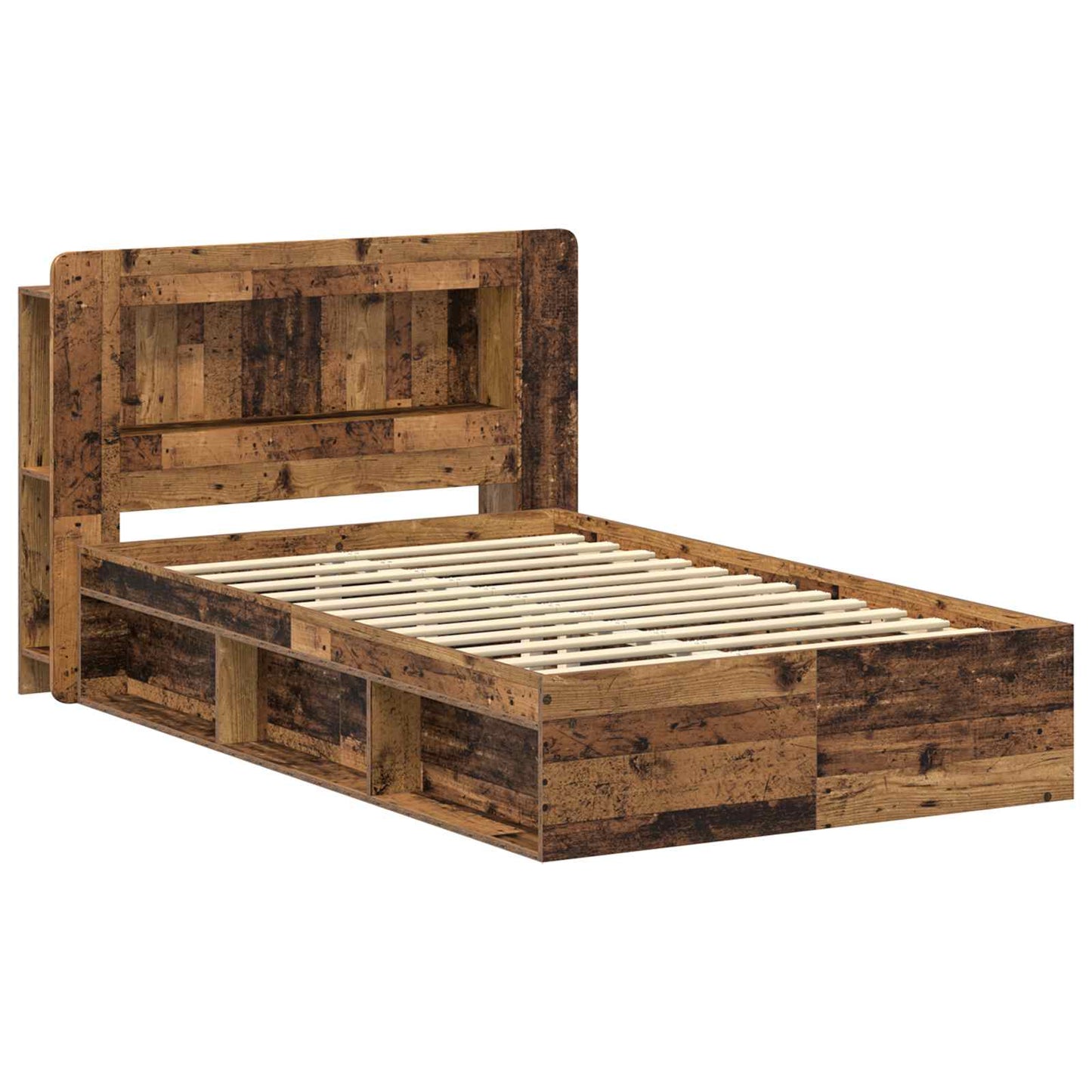 Bed Frame with Storage Old Wood 120 x 190 cm Engineered Wood
