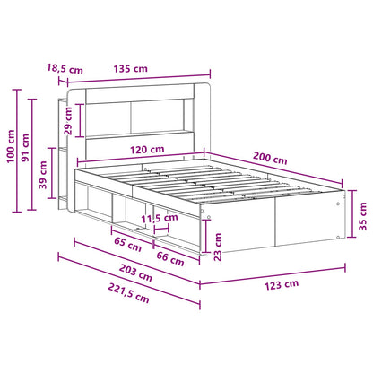 Bed Frame with Storage Old Wood 120 x 200 cm Engineered Wood