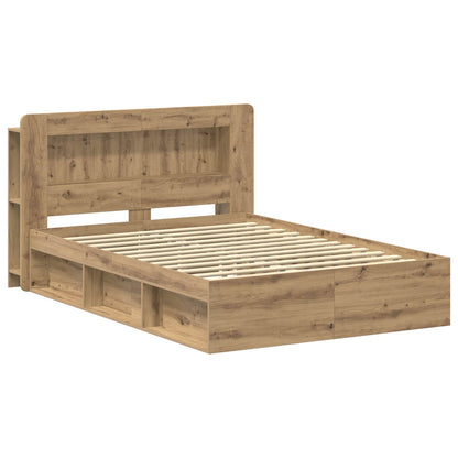 Bed Frame with Storage Artisan Oak 135 x 190 cm Engineered Wood