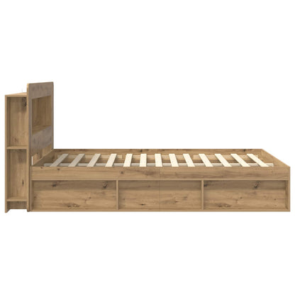 Bed Frame with Storage Artisan Oak 135 x 190 cm Engineered Wood
