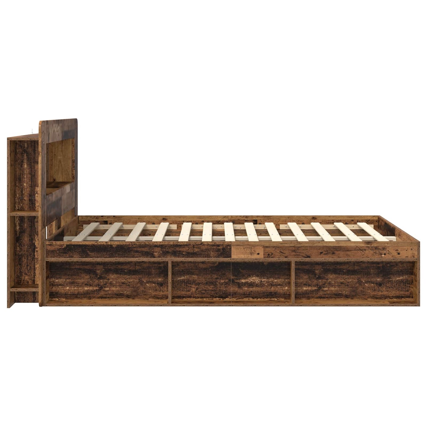 Bed Frame with Storage Old Wood 135 x 190 cm Engineered Wood