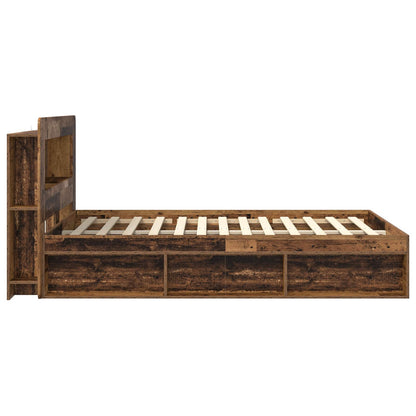 Bed Frame with Storage Old Wood 135 x 190 cm Engineered Wood