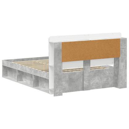 Bed Frame with Storage Concrete Grey 140 x 190 cm