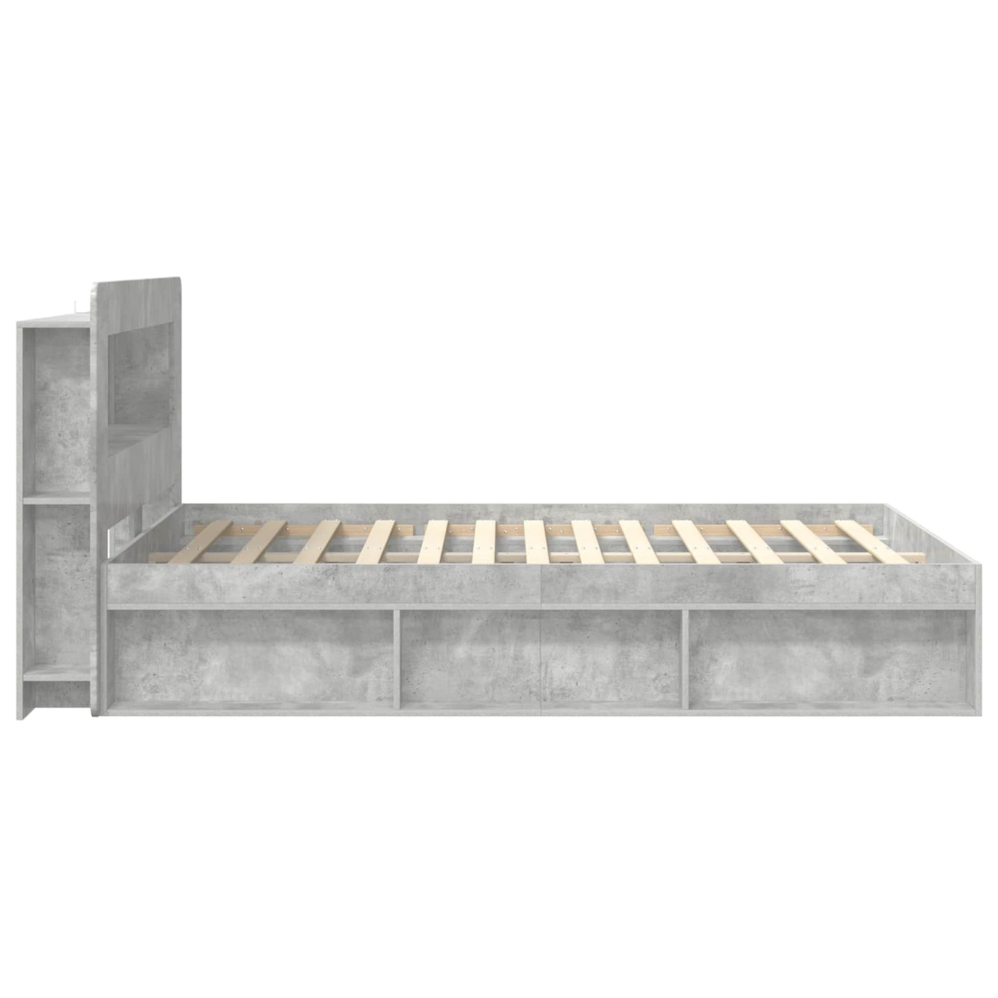 Bed Frame with Storage Concrete Grey 140 x 190 cm