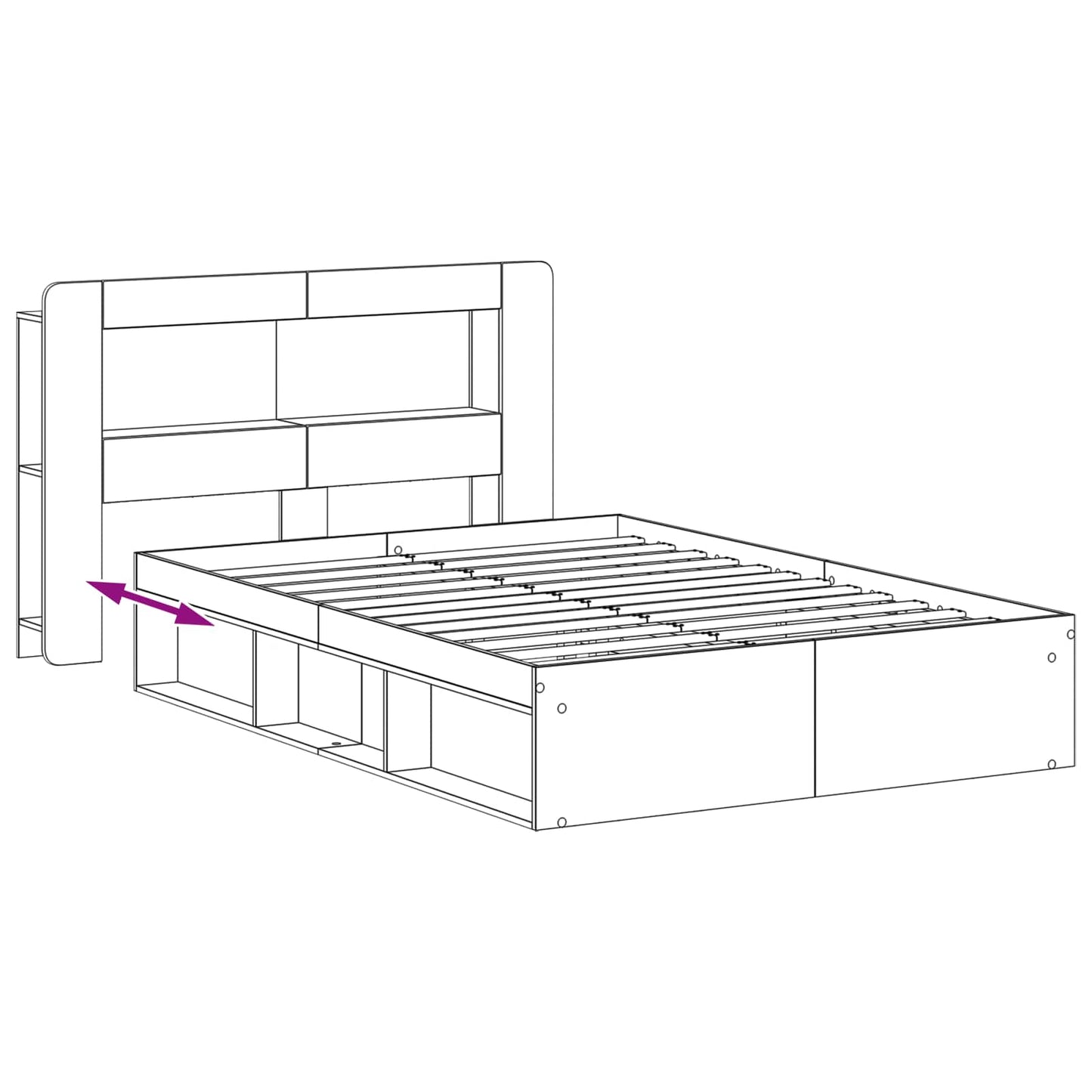 Bed Frame with Storage Grey Sonoma 140 x 200 cm Engineered Wood