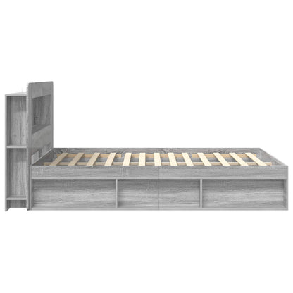 Bed Frame with Storage Grey Sonoma 140 x 200 cm Engineered Wood