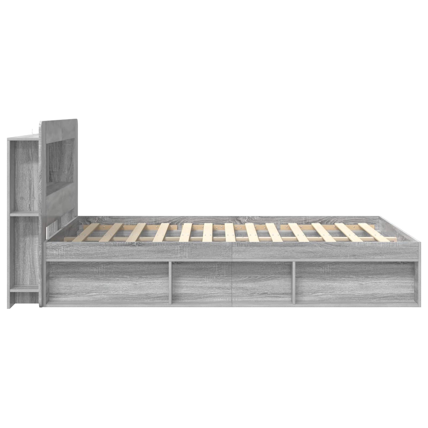Bed Frame with Storage Grey Sonoma 160 x 200 cm Engineered Wood