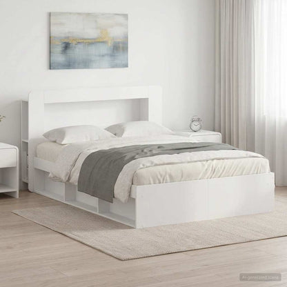 Bed Frame with Storage White 160 x 200 cm Engineered Wood