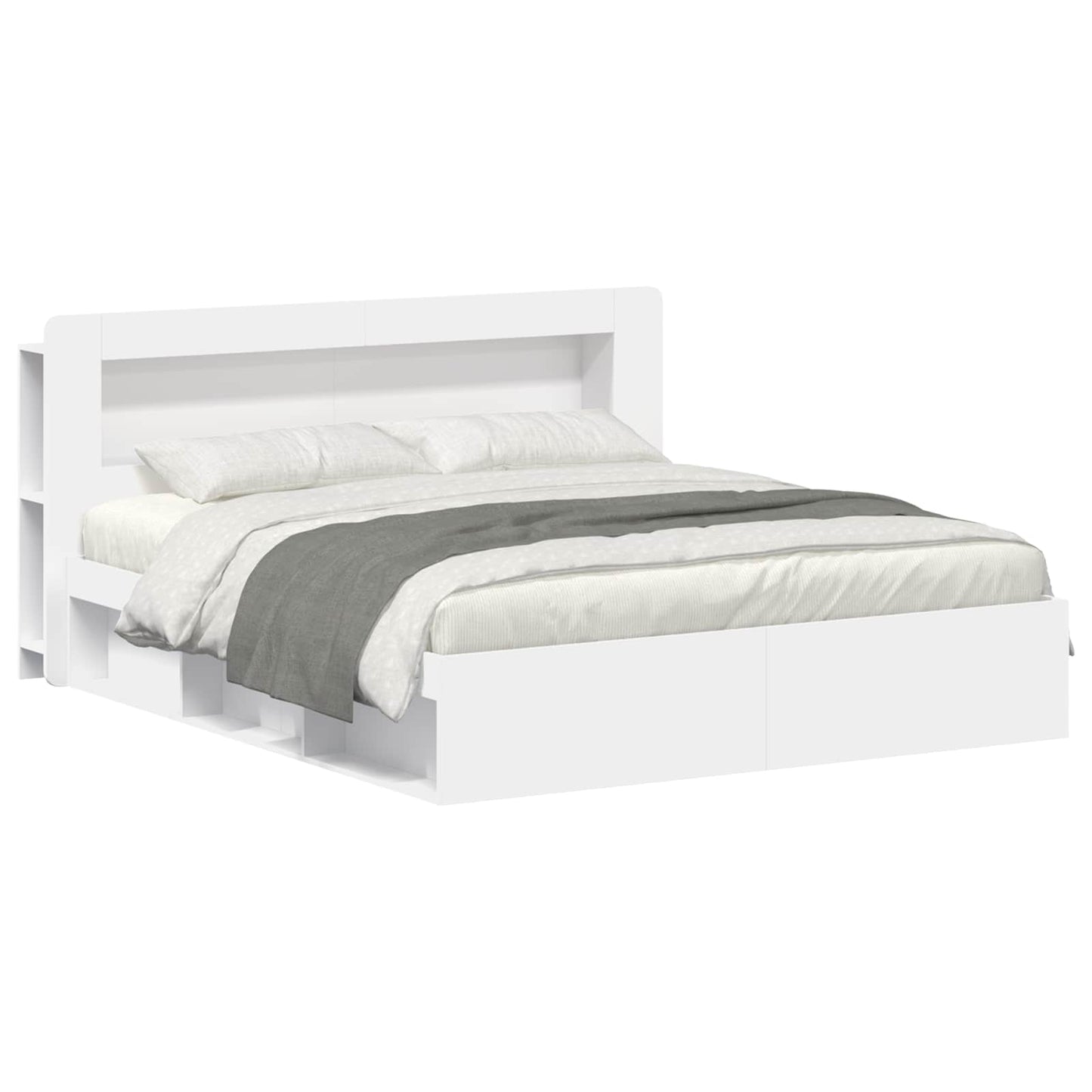 Bed Frame with Storage White 180 x 200 cm Engineered Wood