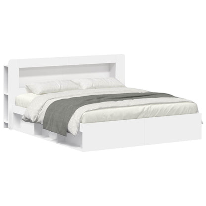 Bed Frame with Storage White 180 x 200 cm Engineered Wood