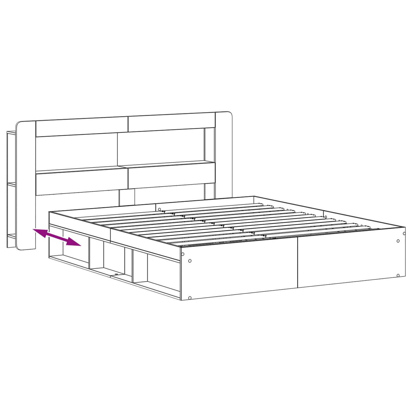 Bed Frame with Storage White 180 x 200 cm Engineered Wood