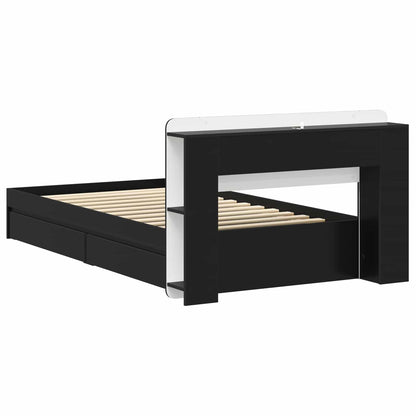 Bed Frame with Storage Black 75 x 190 cm Engineered Wood