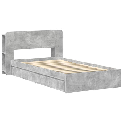 Bed Frame with Storage with Drawer Concrete Grey 75 x 190 cm