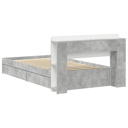 Bed Frame with Storage with Drawer Concrete Grey 75 x 190 cm
