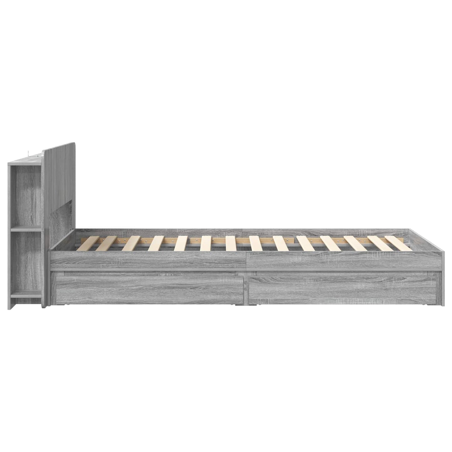 Bed Frame with Storage Grey Sonoma 75 x 190 cm Engineered Wood