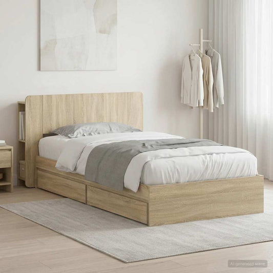 Bed Frame with Storage Sonoma Oak 75 x 190 cm Engineered Wood