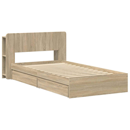 Bed Frame with Storage Sonoma Oak 75 x 190 cm Engineered Wood