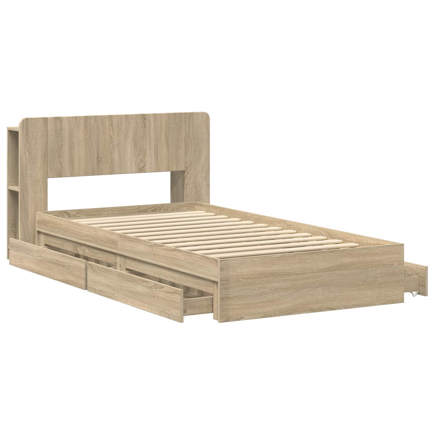 Bed Frame with Storage Sonoma Oak 75 x 190 cm Engineered Wood
