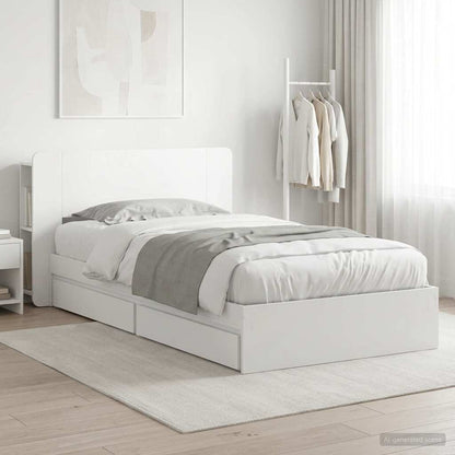Bed Frame with Storage White 75 x 190 cm Engineered Wood