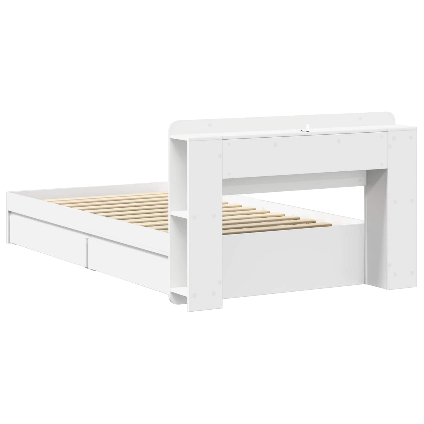 Bed Frame with Storage White 75 x 190 cm Engineered Wood