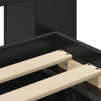 Bed Frame with Storage Black 90 x 190 cm Engineered Wood