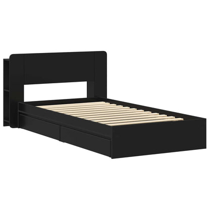 Bed Frame with Storage Black 90 x 190 cm Engineered Wood
