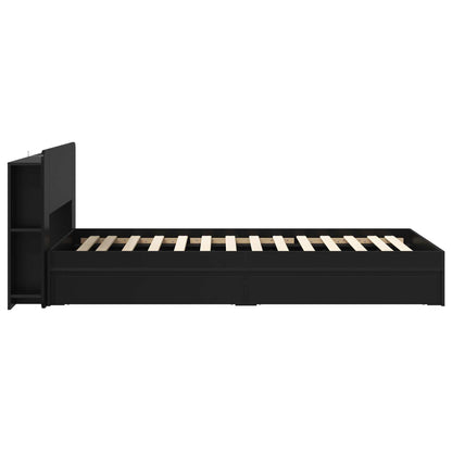Bed Frame with Storage Black 90 x 190 cm Engineered Wood