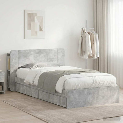 Bed Frame with Storage with Drawer Concrete Grey 90 x 190 cm