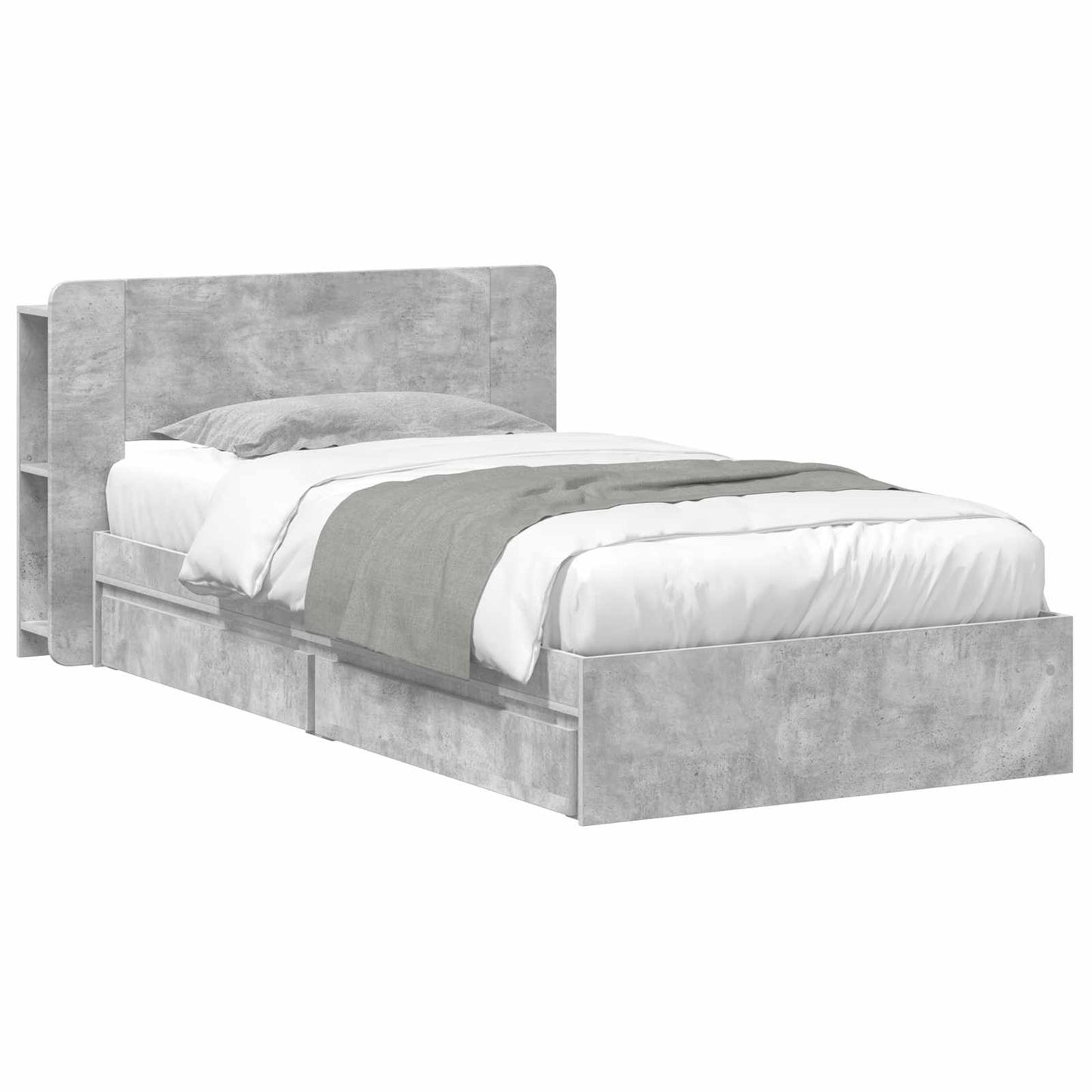 Bed Frame with Storage with Drawer Concrete Grey 90 x 190 cm