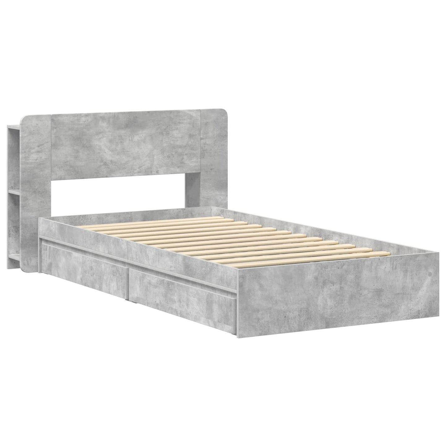 Bed Frame with Storage with Drawer Concrete Grey 90 x 190 cm
