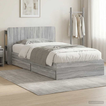 Bed Frame with Storage Grey Sonoma 90 x 190 cm Engineered Wood