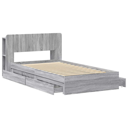 Bed Frame with Storage Grey Sonoma 90 x 190 cm Engineered Wood