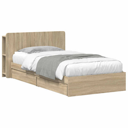 Bed Frame with Storage Sonoma Oak 90 x 190 cm Engineered Wood