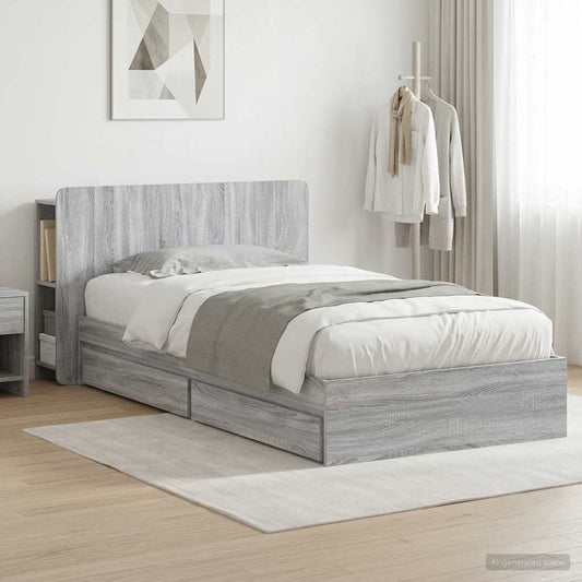 Bed Frame with Storage Grey Sonoma 100 x 200 cm Engineered Wood