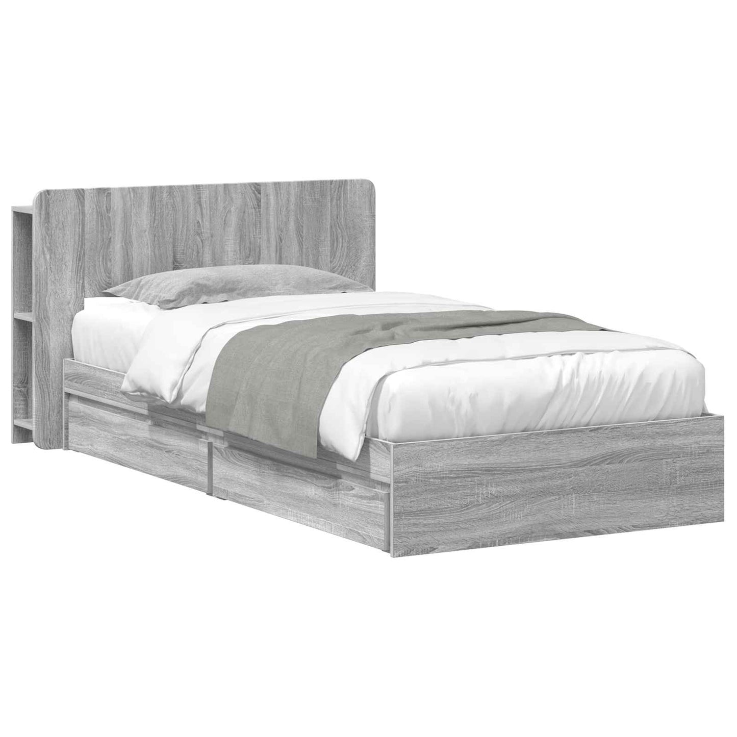 Bed Frame with Storage Grey Sonoma 100 x 200 cm Engineered Wood
