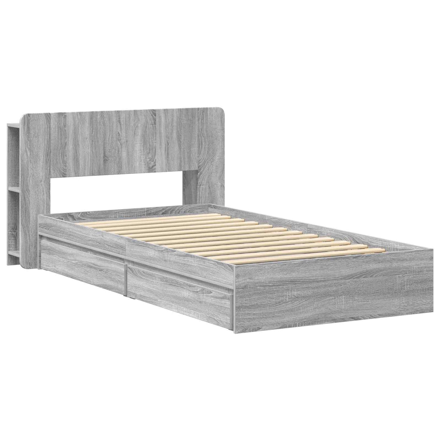 Bed Frame with Storage Grey Sonoma 100 x 200 cm Engineered Wood