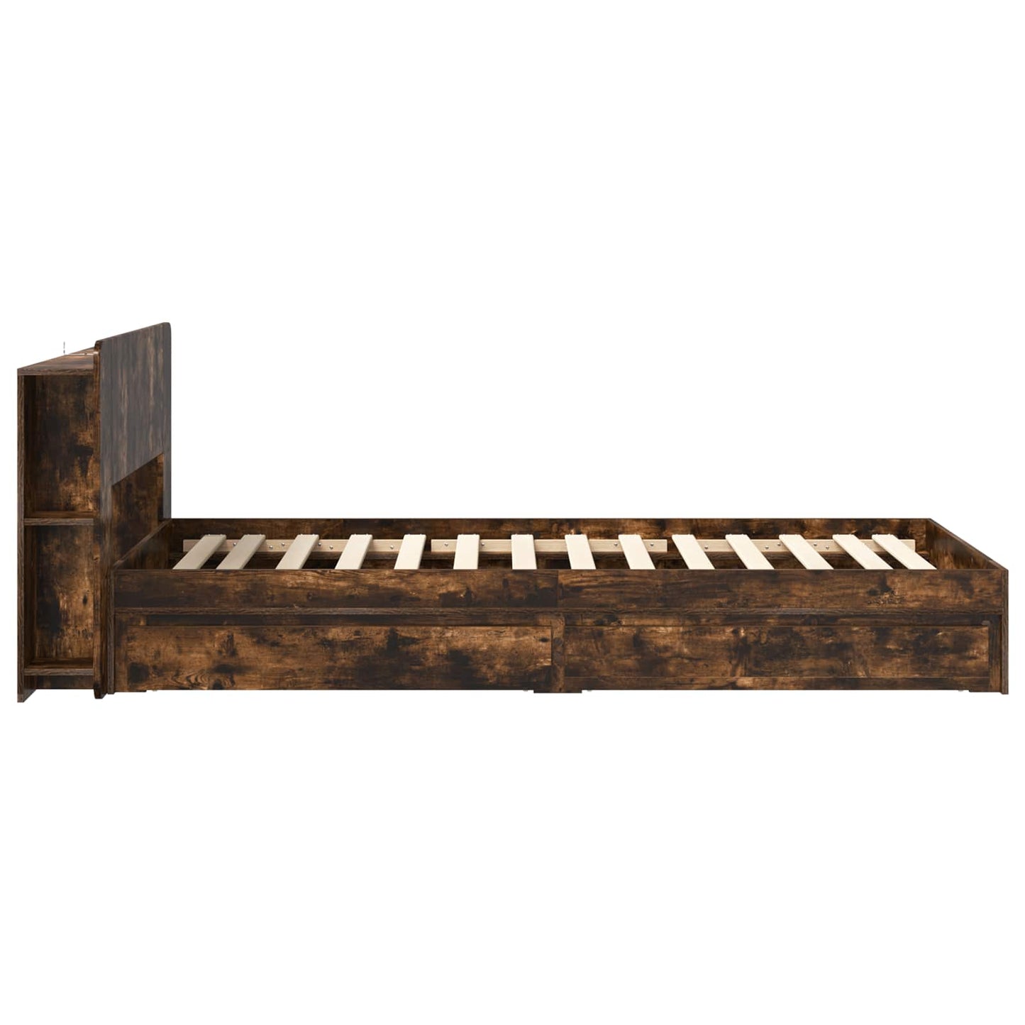 Bed Frame with Storage Smoked Oak 100 x 200 cm Engineered Wood