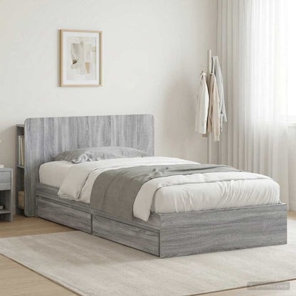 Bed Frame with Storage Grey Sonoma 90 x 200 cm Engineered Wood