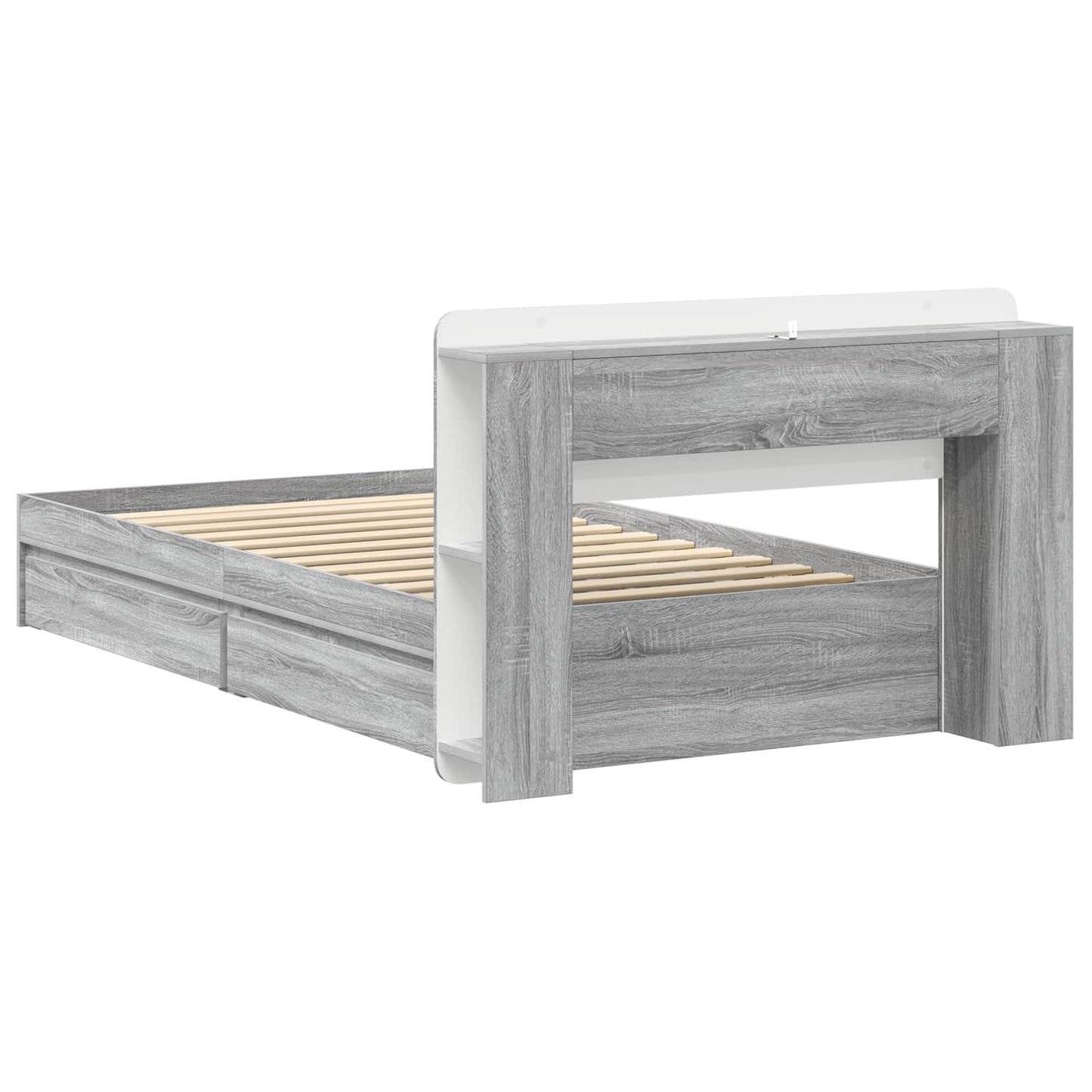 Bed Frame with Storage Grey Sonoma 90 x 200 cm Engineered Wood