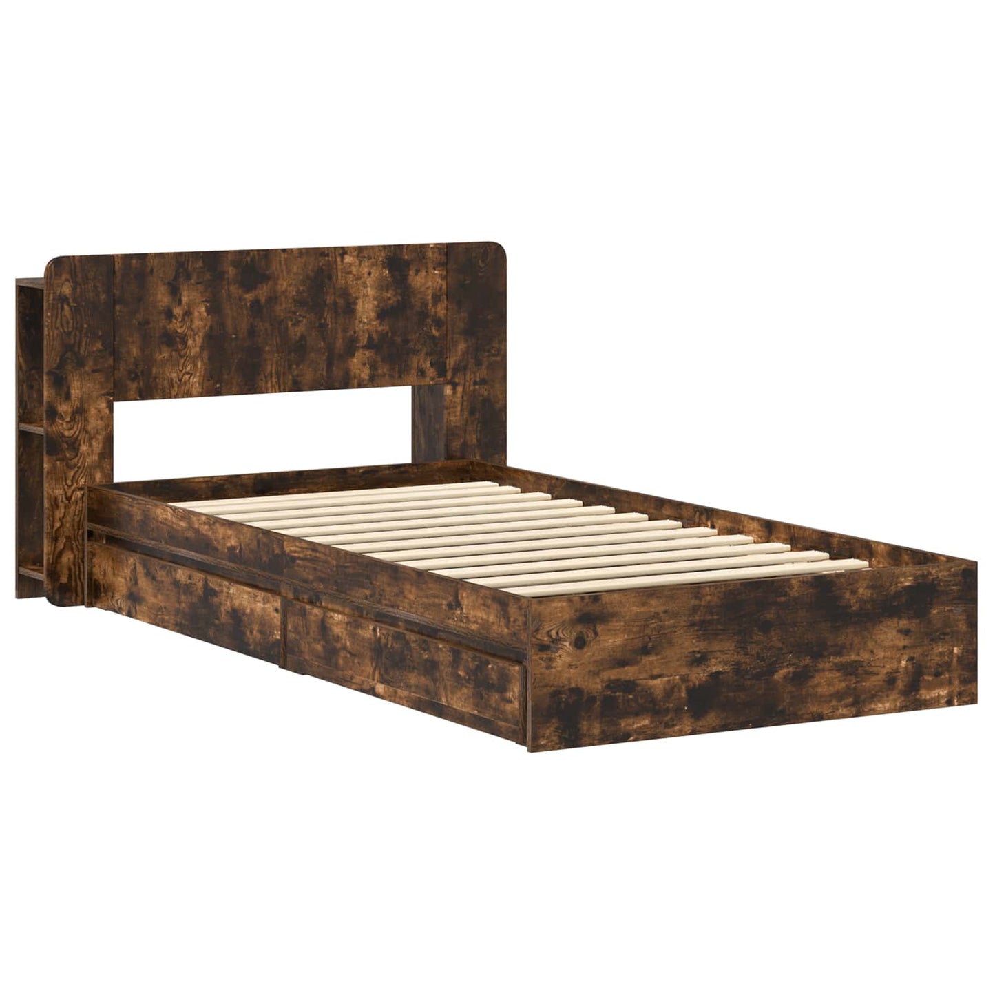 Bed Frame with Storage Smoked Oak 90 x 200 cm Engineered Wood