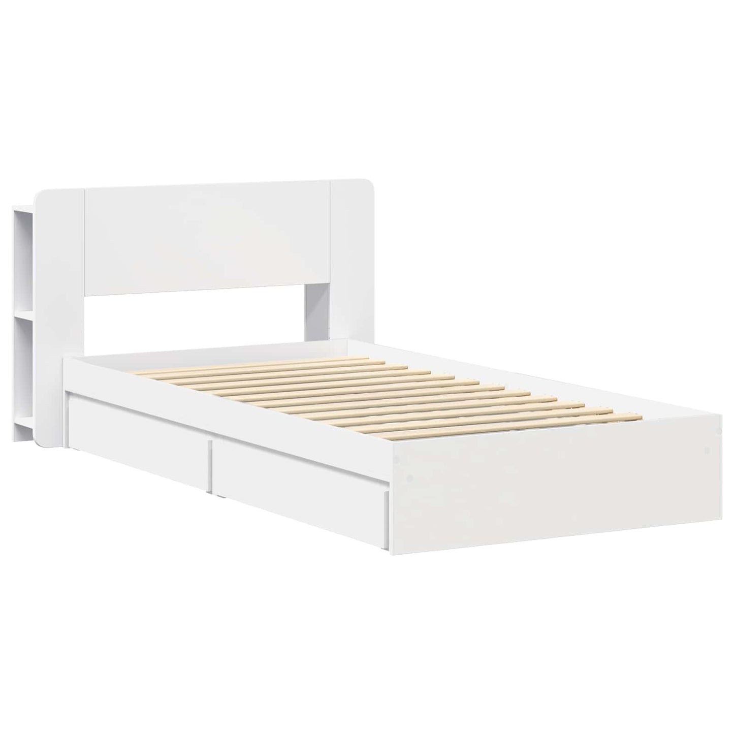 Bed Frame with Storage White 90 x 200 cm Engineered Wood