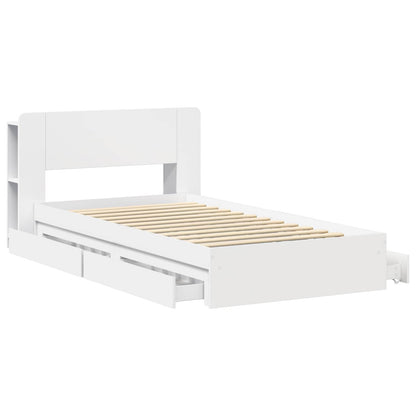 Bed Frame with Storage White 90 x 200 cm Engineered Wood