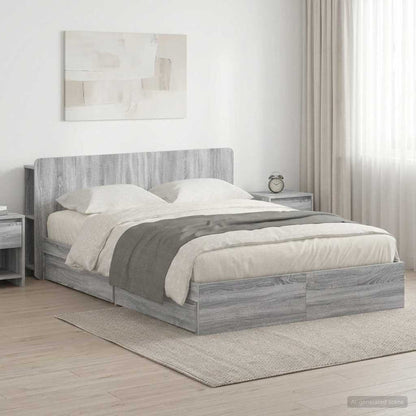 Bed Frame with Storage Grey Sonoma 140 x 200 cm Engineered Wood