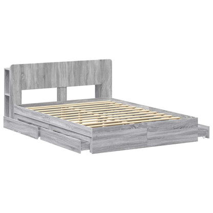 Bed Frame with Storage Grey Sonoma 140 x 200 cm Engineered Wood