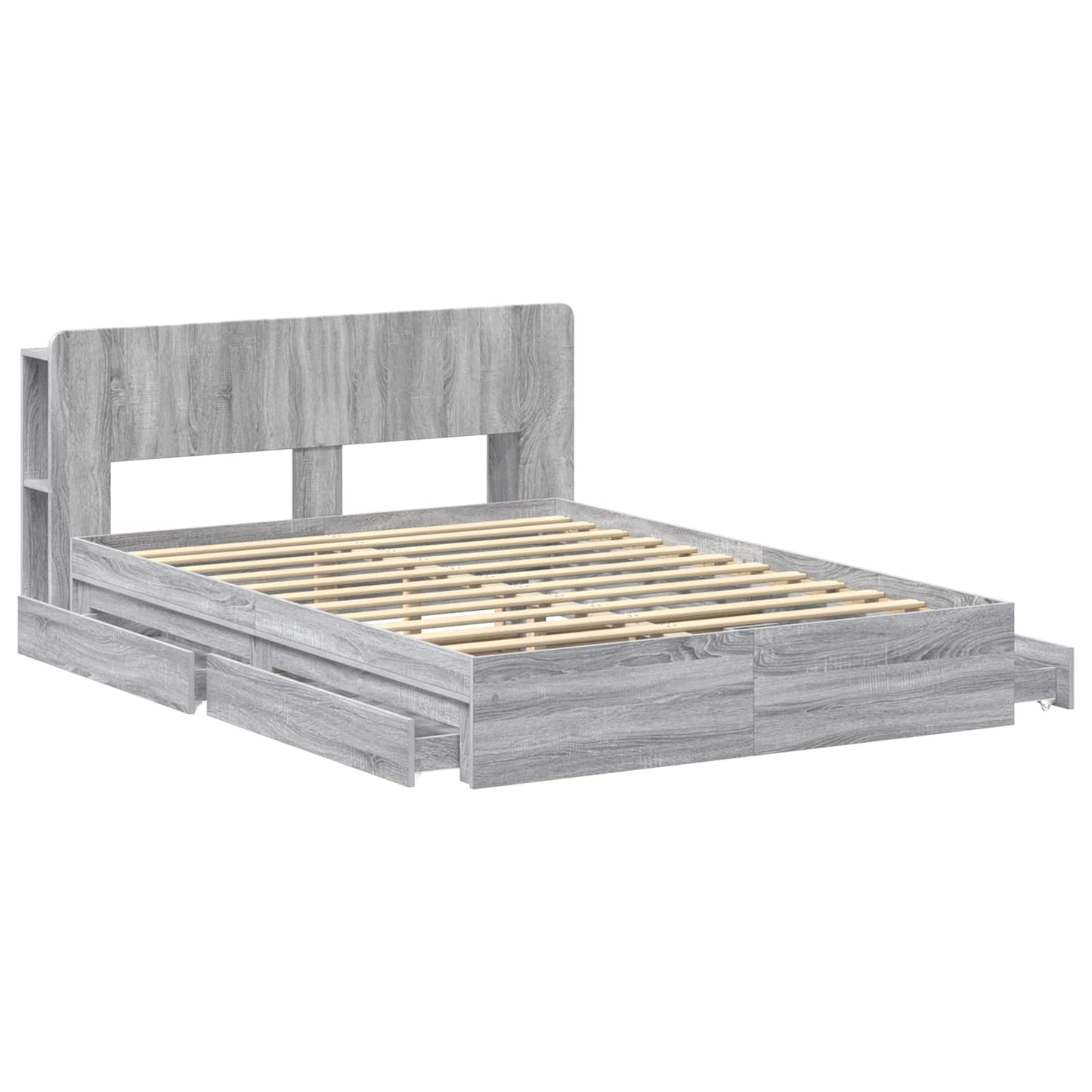 Bed Frame with Storage Grey Sonoma 140 x 200 cm Engineered Wood