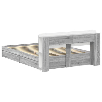 Bed Frame with Storage Grey Sonoma 140 x 200 cm Engineered Wood